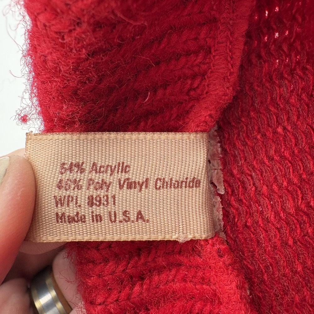 Vintage Aris Hat Womens One Size Red Knit Fedora Stretch Made USA Winter - Picture 5 of 5